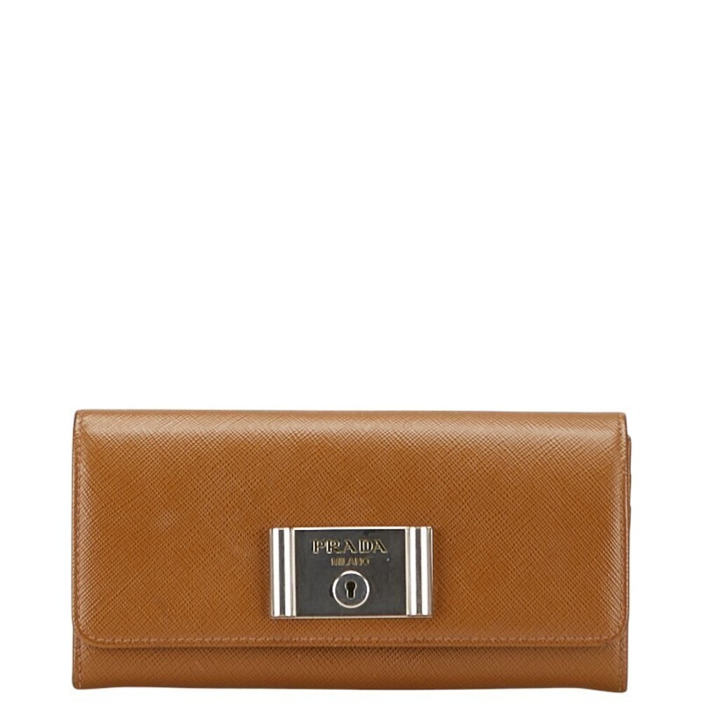 Prada Long Wallet Brown Saffiano Leather
